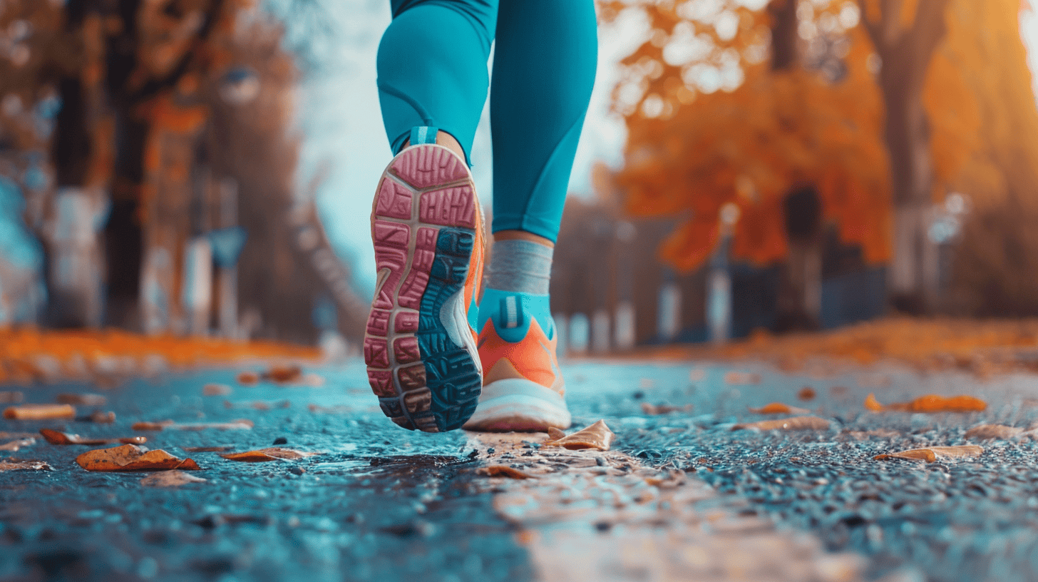 Close-Up of Legs Running in Running Shoes