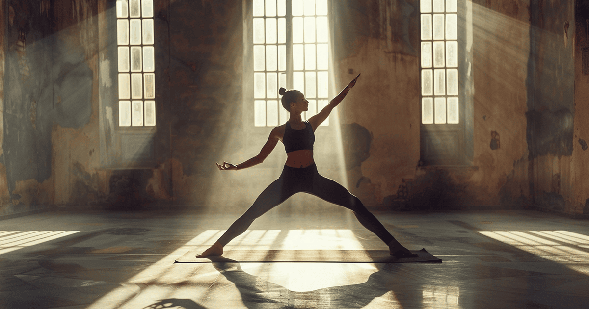 Person practicing yoga poses for mental well-being and fitness integration.